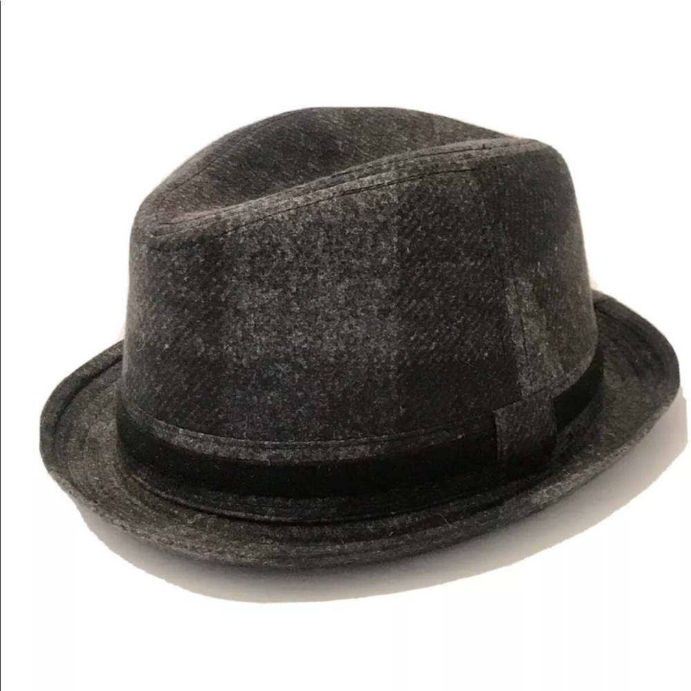 Le Chateau Men’s Plaid Felt Fedora Hat Gray/ Black M/L